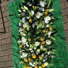 White &amp; Gold Casket Spray