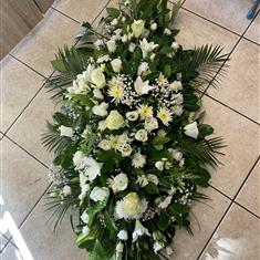 White Lily &amp; Rose Casket Spray